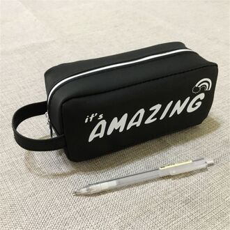 1 Pc Siliconen Pen Tas Grote Zwarte Etui Cosmetica Zakje Make Bag Purse Voor Meisjes Kawaii Briefpapier School Kantoor levert