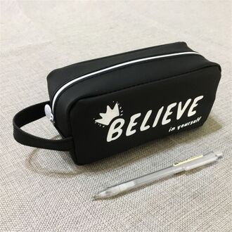 1 Pc Siliconen Pen Tas Grote Zwarte Etui Cosmetica Zakje Make Bag Purse Voor Meisjes Kawaii Briefpapier School Kantoor levert