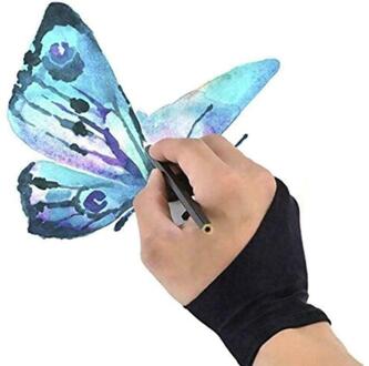 1 Pc Tekening Twee Vinger Handschoen Nti-Fouling Tekening Schilderen M, S, grafische Handschoen L Tablet Kunstenaar Tekening Voor Elke D9F4 zwart S