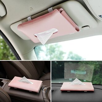 1 Pc Tissue Dozen Met Wegwerp Servetten Tissue Dozen Auto Accessoires Tissue Bag Organizer Auto Decoratie Auto Opslag # T1p roze