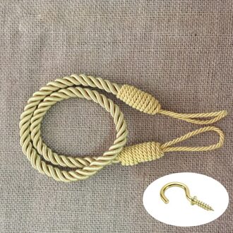 1 Pc Touw Vastzetmogelijkheden Voor Gordijn Handgemaakte Breien Gesp Koord Draperie Terugloopsper Satin Drape Gordijn Tiebacks goud(1 stuk)