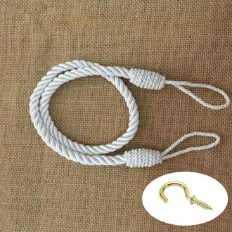 1 Pc Touw Vastzetmogelijkheden Voor Gordijn Handgemaakte Breien Gesp Koord Draperie Terugloopsper Satin Drape Gordijn Tiebacks wit(1 stuk)