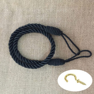 1 Pc Touw Vastzetmogelijkheden Voor Gordijn Handgemaakte Breien Gesp Koord Draperie Terugloopsper Satin Drape Gordijn Tiebacks zwart(1 stuk)