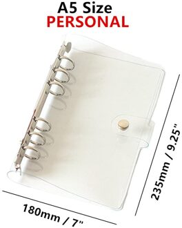 1 Pc Transparante Notebook Cover Soft Pvc Bindmiddel Cover A5/A6/A7 Standaard 6 Gaten Drukknoop Sluiting