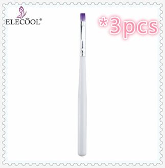 1 Pc Uv Gel Tekening Schilderij Borstel Nail Art Borstel Voor Manicure Diy Gradiënt Paars Borstel Haar Met Wit Handvat nail Makeup Tools 3stk