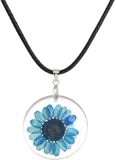 1 Pc Verkoop Handgemaakte Boho Transparante Hars Gedroogde Bloem Daisy Multicolor Hanger Zilveren Kleur Bal Ketting Vrouwen 45cm Lange 8