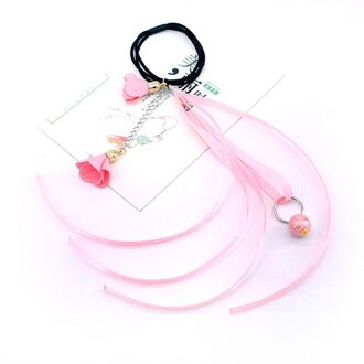 1 Pc Vrouwen Elastische Haarbanden Elegante Meisje Lint Bloem Parel Elastiekjes Paardenstaart Houder Scrunchy Donut Voor Haar Broodje maker roze