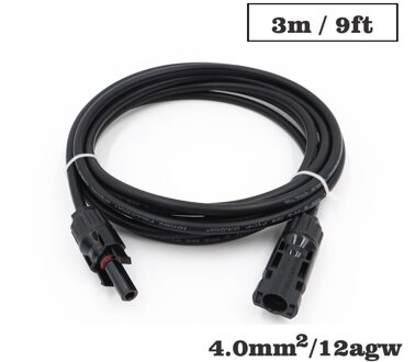 1 Pc X 4mm2 12AWG 3ft 6ft 9ft 15ft 30ft Pv Connector Extension Verbinding Tak Zwarte Parallelle Serie Verleng Kabel