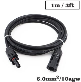 1 Pc X 6mm2 10AWG 3ft 6ft 9ft 15ft 30ft Pv Connector Extension Verbinding Tak Zwarte Parallelle Serie Verleng Kabel