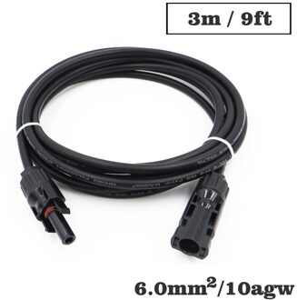 1 Pc X 6mm2 10AWG 3ft 6ft 9ft 15ft 30ft Pv Connector Extension Verbinding Tak Zwarte Parallelle Serie Verleng Kabel