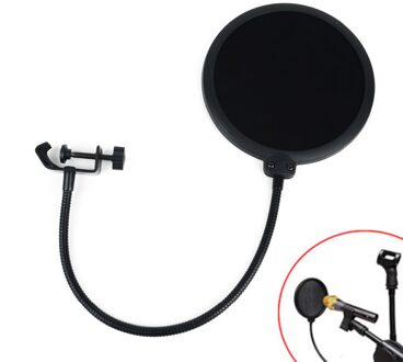 1 pc Zwart Double Layer Studio Microfoon Mic Wind Screen Filter Voor Spreken Recording