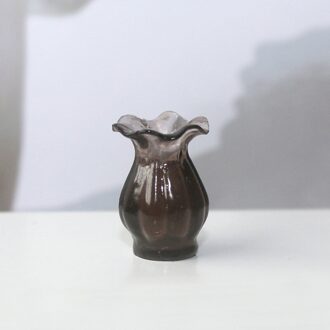 1 Pcs 1/12 Dollhouse Miniatuur Mini Vaas Voor Ob11 Bjd Poppenhuis Keuken Meubels Decor Accessoires zwart grijs
