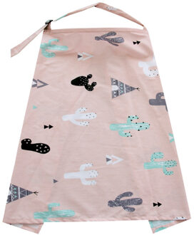 1 Pcs 100% Katoen Ademend Borstvoeding Cover Mousseline Voeden Baby Schort Mama Buiten Voeden Baby Borst Verpleging Cover roze cactus