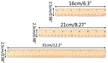 1 Pcs 15Cm 20Cm 30Cm Houten Liniaal Dubbelzijdig Student Kantoor School Meetinstrument