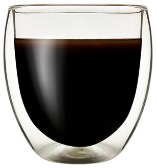 1 pcs 200-450ml dubbelwandige Borosilicaatglas hittebestendig Glas Koffie Explosieveilige Glas met Cartoon Verpakking