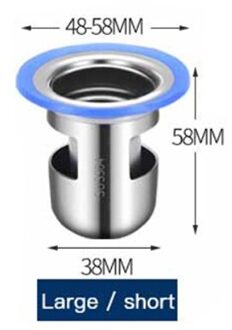 1 Pcs 304 Rvs Met Rubberen Ring Riool Deodorant Afvoerputje Kern Keuken Badkamer Insect En Deodorant Cover groot kort