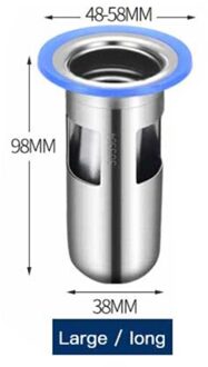 1 Pcs 304 Rvs Met Rubberen Ring Riool Deodorant Afvoerputje Kern Keuken Badkamer Insect En Deodorant Cover groot lang