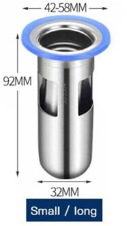 1 Pcs 304 Rvs Met Rubberen Ring Riool Deodorant Afvoerputje Kern Keuken Badkamer Insect En Deodorant Cover klein lang