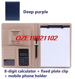 1 Pcs 4 Kleuren Pu Lederen Riem Rekenmachine A4 Type Multifunctionele Map pruim