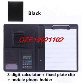 1 Pcs 4 Kleuren Pu Lederen Riem Rekenmachine A4 Type Multifunctionele Map zwart