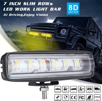 1 Pcs 7 Inch Auto Led Fog Lamp Light Bar Met Montagebeugels Geel 90W # R15