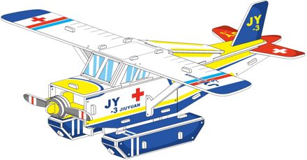 1 Pcs Aantrekkelijke Cartoon Watervliegtuig Tank Trein 3D Puzzel Interessante Leren Educatief Speelgoed Voor Kinderen Kid Wyw Sea plane