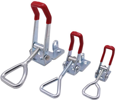 1 PCS Adjustable Toggle Latch Catch Hasp Cabinet Boxes Lever Handle Clamp Hasp Toggle Latch Catch Lock Silver+Red