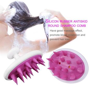 1 Pcs Afslanken Massage Borstel Siliconen Hoofd Haar Wassen Ronde Kam Hoofdhuid Massage Antislip Douche Bad Borstel