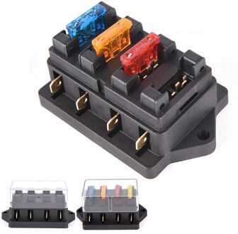 1 Pcs Auto 4 Way Circuit Standaard Ato Blade Fuse Box Block Holder 12V / 24V + 4 Manier Zekering Voor 22Mm Stuur Motorfietsen E-Bikes