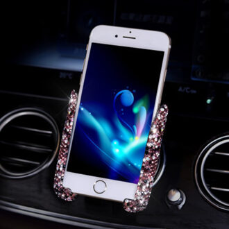 1 Pcs Auto Houder Interieur Decor Strass Kristal Auto Air Vent Telefoon Houder Auto Interieur Opslag Accessoires paars