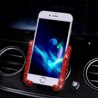 1 Pcs Auto Houder Interieur Decor Strass Kristal Auto Air Vent Telefoon Houder Auto Interieur Opslag Accessoires rood