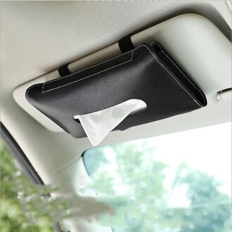 1 Pcs Auto Tissue Doos Lederen Handdoek Sets Auto Zonneklep Tissue Box Houder Auto Interieur Opslag Decoratie Auto-accessoires zwart