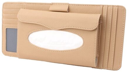 1 Pcs Auto Zonneklep Pu Leer Cd Pakket Tissue Doos Zonneklep Multifunctionele Opslag Grote Capaciteit Voor bmw Auto Accessoires BEIGE