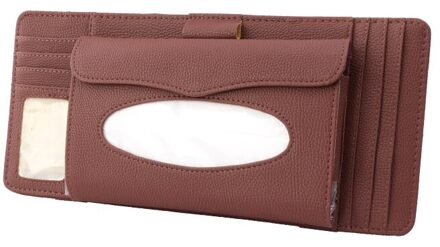 1 Pcs Auto Zonneklep Pu Leer Cd Pakket Tissue Doos Zonneklep Multifunctionele Opslag Grote Capaciteit Voor bmw Auto Accessoires bruin