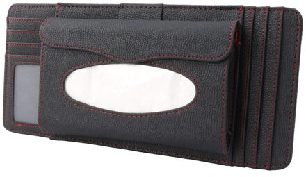 1 Pcs Auto Zonneklep Pu Leer Cd Pakket Tissue Doos Zonneklep Multifunctionele Opslag Grote Capaciteit Voor bmw Auto Accessoires zwart
