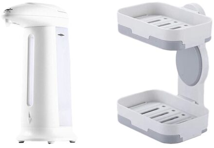 1 Pcs Automatische Zeepdispenser Touchless & 1 Pcs Badkamer Wandmontage Met Afgevoerd Plastic Zeep Plank