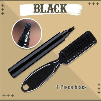 1 Pcs Baard Vullen Pen Kit Kapper Potlood Met Borstel Salon Facial Hair Styling Wenkbrauw Tool Mannelijke Snor Waterproof Potlood tool zwart