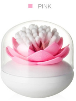 1 Pcs Bloem Patroon Wattenstaafje Houder Opslag Container Tandenstoker Organisator Buis Met Stofkap Plastic Tandenstoker Opbergdoos roze