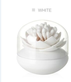 1 Pcs Bloem Patroon Wattenstaafje Houder Opslag Container Tandenstoker Organisator Buis Met Stofkap Plastic Tandenstoker Opbergdoos wit