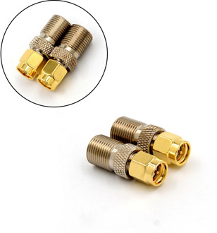 1 Pcs Connector F Type Female Jack To SMA Male Plug Straight RF Coaxial Adapter Connector Gold Tone