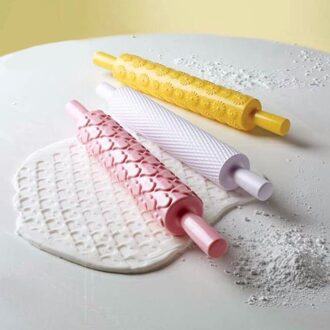 1 Pcs Deegroller Verschillende Patronen Bakken Tools Fondant Reliëf Mold Cake Decorating Tool DIY Bakken Accessoring Roze Geel paars