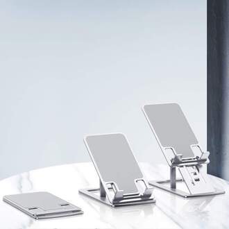 1 Pcs Draagbare Opvouwbare Mobiele Telefoon Beugel Solid En Duurzaam Verstelbare Mobiele Telefoon Houder Aluminium Beugel Mount Desk Stand titanium zilver