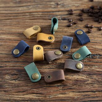 1 Pcs Draagbare Usb Kabel Koord Leer Winder Hoofdtelefoon Case Koreaanse Headset Koptelefoon Draad Bureau Manager Organizer groen