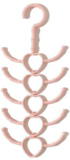 1 Pcs Draaibaar 10-Klauw Multi-purpose Haak Hanger Hanger Sjaals Sjaal Jas Rek Plastic Schoen Haak Schoen riemen Sjaal Hanger roze