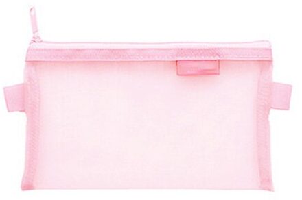 1 Pcs Eenvoudige Transparante Mesh Etui Organizer Pen Tassen Pouch Potlood Tas Pencilcase School Supply Kawaii Briefpapier groot roze