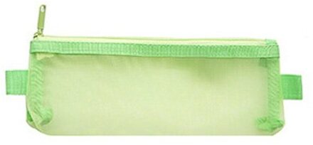 1 Pcs Eenvoudige Transparante Mesh Etui Organizer Pen Tassen Pouch Potlood Tas Pencilcase School Supply Kawaii Briefpapier klein groen