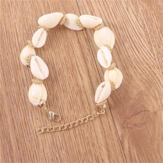 1 Pcs Exquisite Shell Parel Bloem Gevlochten Touw Gouden Armbanden Mode Vrouwen Beach Party Sieraden Accessoires Vrouwelijke Armband schelp