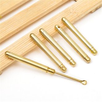 1 Pcs Folding Type Golden Oorsmeer Cleaner Draagbare Ear Wax Removal Tools Oor Lepel Bevestigd Een Sleutelhanger
