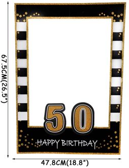 1 Pcs Gelukkig 30 40 50th Papier Photo Booth Props 1st Baby Volwassen Verjaardag Frame Anniversary Jaar Verjaardag Decoratie Partij levert Happy 50th