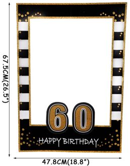 1 Pcs Gelukkig 30 40 50th Papier Photo Booth Props 1st Baby Volwassen Verjaardag Frame Anniversary Jaar Verjaardag Decoratie Partij levert Happy 60th